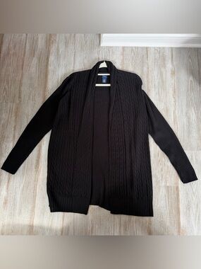 IZOD Black Cable-Knit Cardigan Size XL